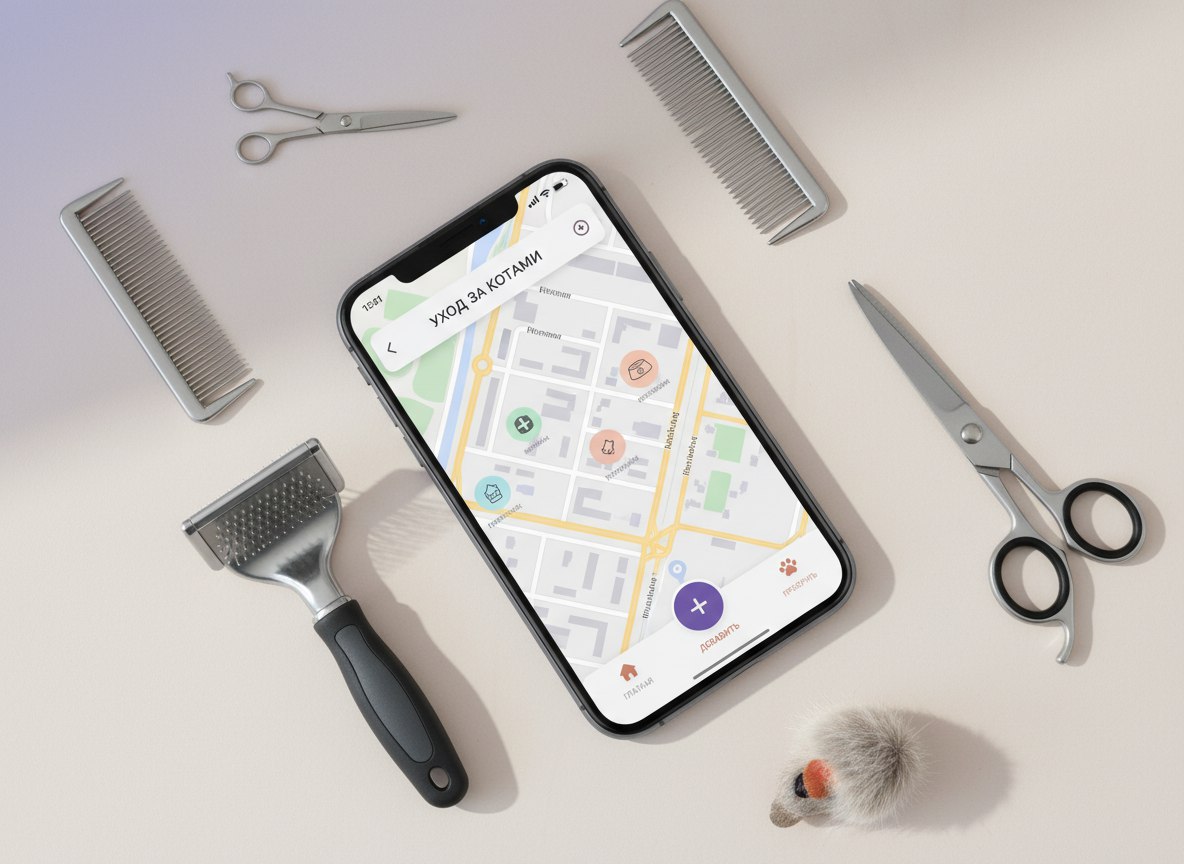 Карта с салонами груминга и ветклиниками